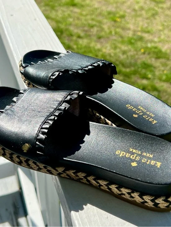 Kate Spade New York Zahara Black Leather Braided Sandals - Women’s 7.5 - Picture 2 of 5